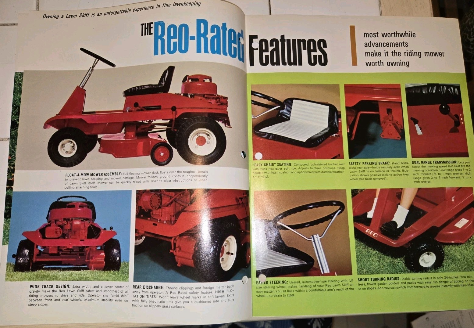 REO WHEEL HORSE DEALER BROCHURE FOR RIDING MOWERS ROTARY MOWERS LAWN SKIFF
