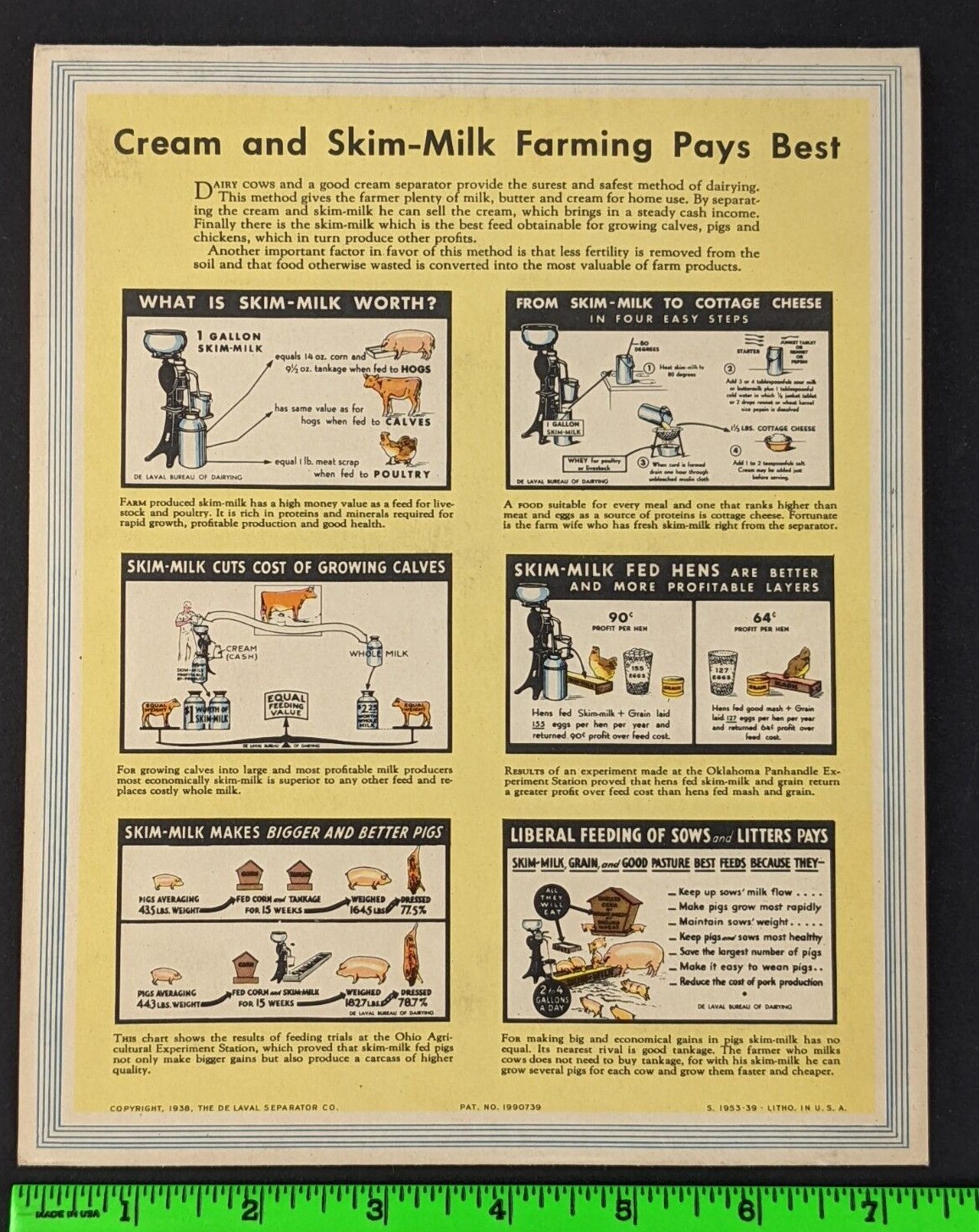 Vintage 1939 De Laval Cream Separators Graphic Calendar Lebanon PA
