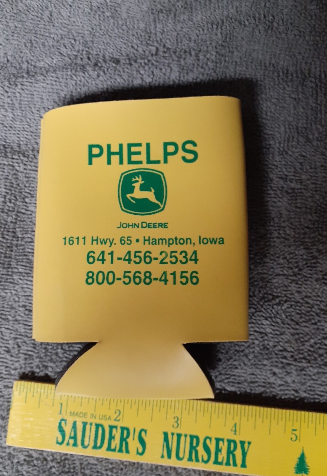 Phelps Can Cozy With John Deere Logo