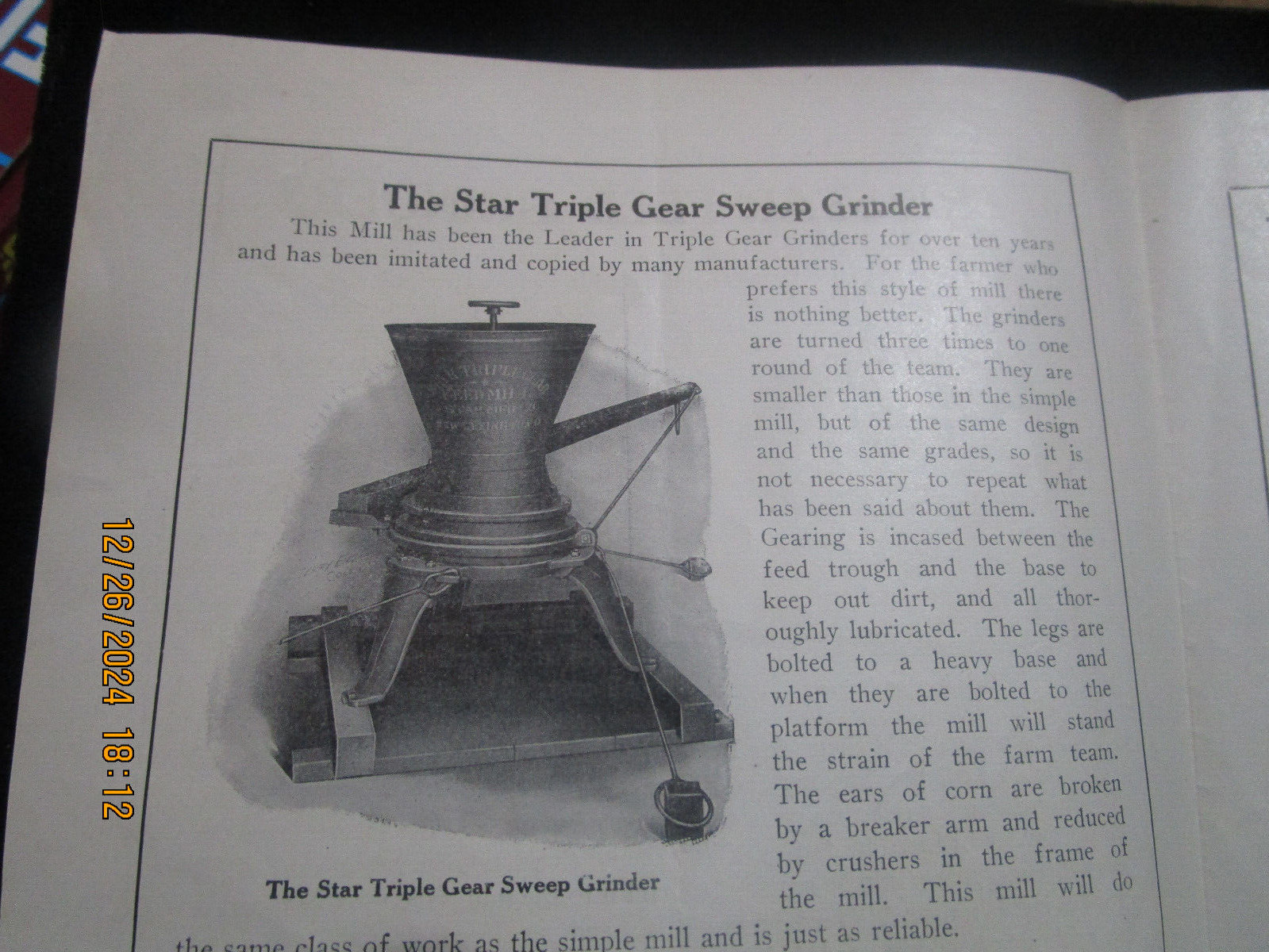 NEW LEXINGTON OHIO, The Star Manufacturing Co. Advertising Feed Grinders c1910