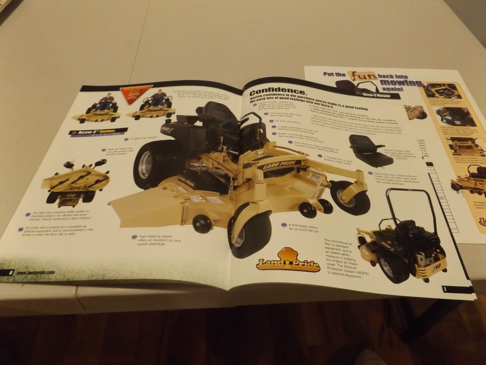 2-pc. LAND PRIDE RIDING MOWERS Accu-Z, Accu-Z RAZOR, LIT # BAC 30618 1/05