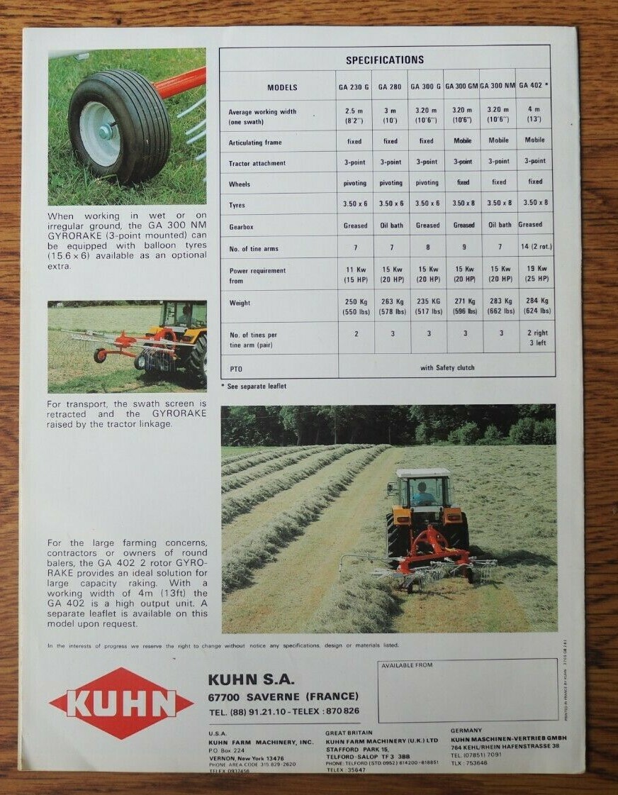 KUHN Gyrorake Color Sales Brochure 230 280 300 + FC250 – FC 300