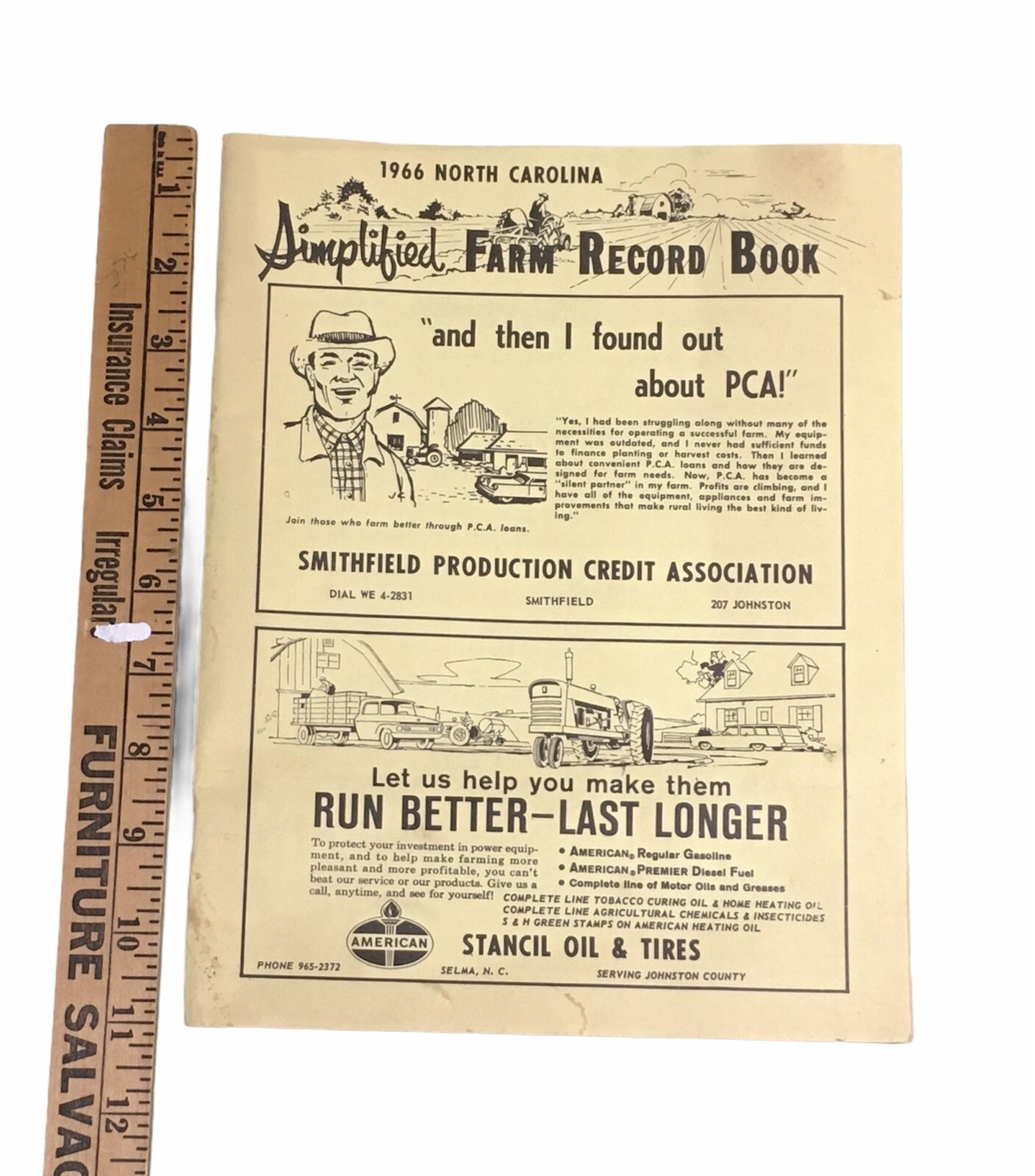 1966 Simplified Farmers Farm Record Book – Smithfield NC Tractor Yellow