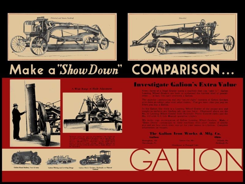 1935 Galion Iron Works Leaning Wheel Grader NEW Metal Sign: 12×16&Prime; Ships Free