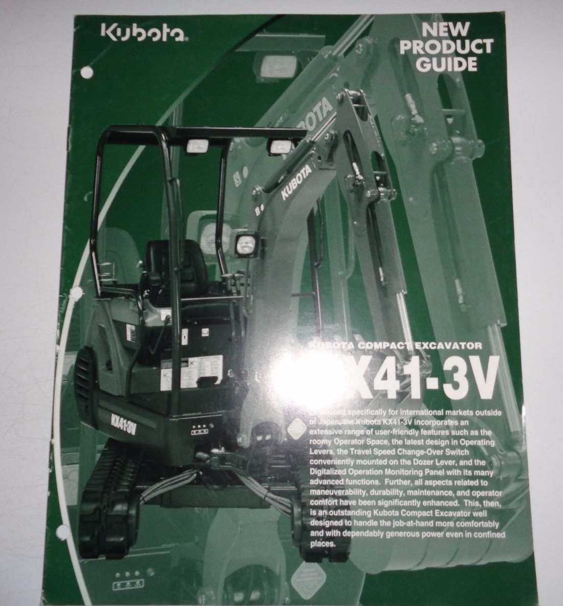 Kubota KX41-3V Excavator New Product Guide Sales Brochure catalog ad literature