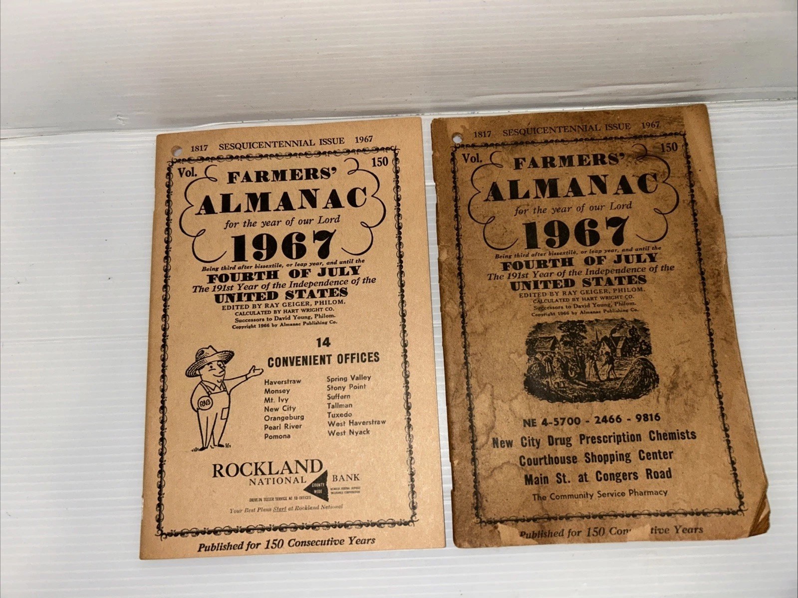 Set Of 2 Collectible 1967 Farmers Almanac Vol 150 -Different Title Pages
