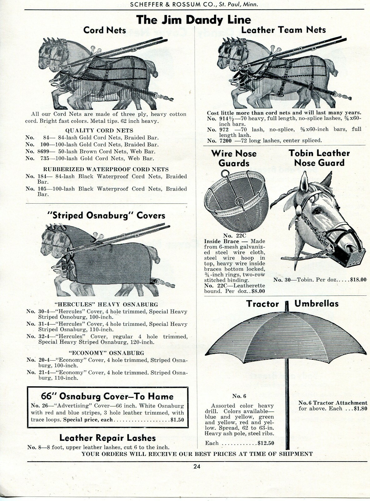 1950 Print Ad of Jim Dandy Horse Leader Cover Nets, Osnaburg, Tractor Umbrella
