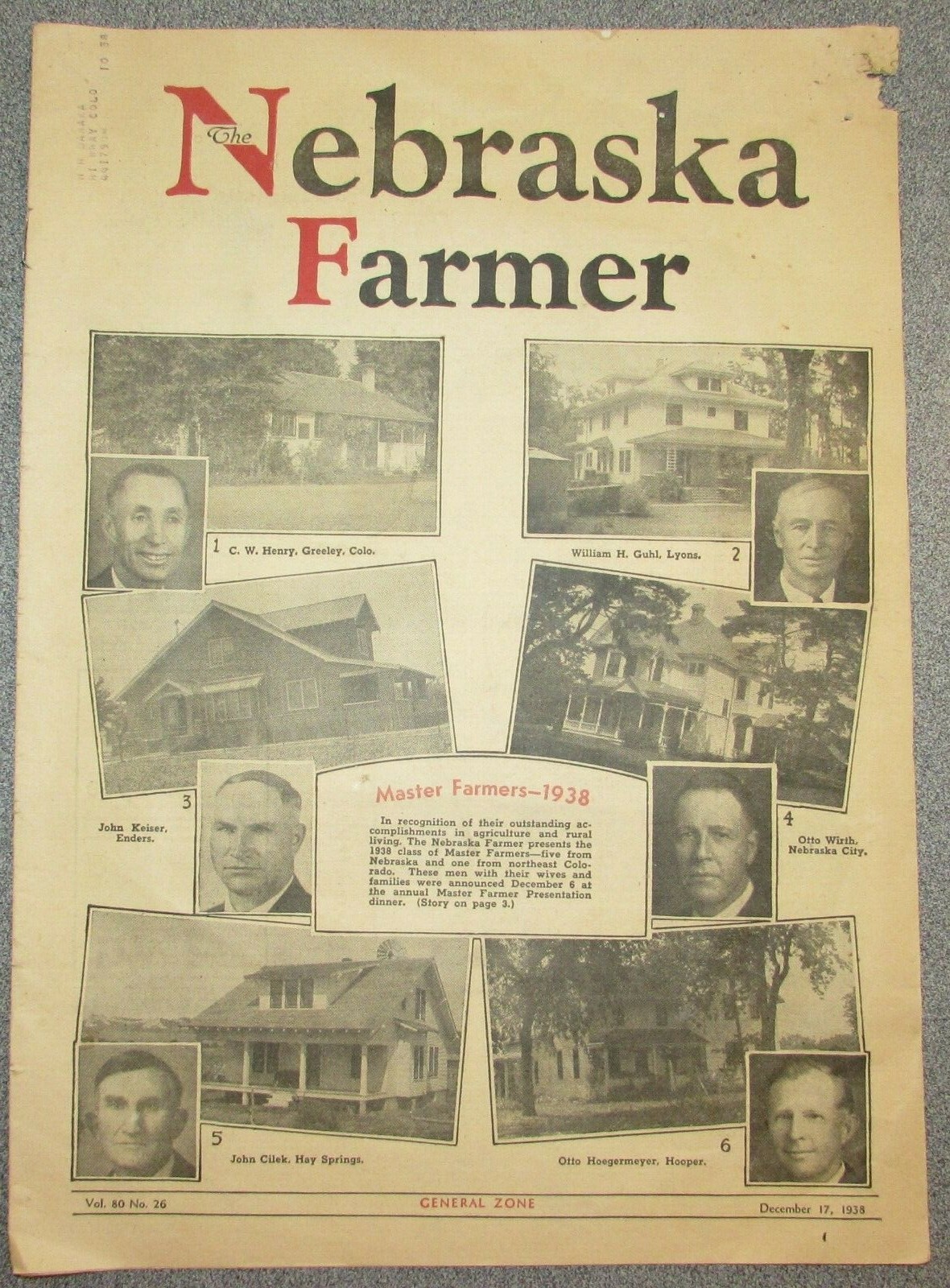 Vintage 1938 NEBRASKA FARMER MAGAZINE Master Farmers Vintage News