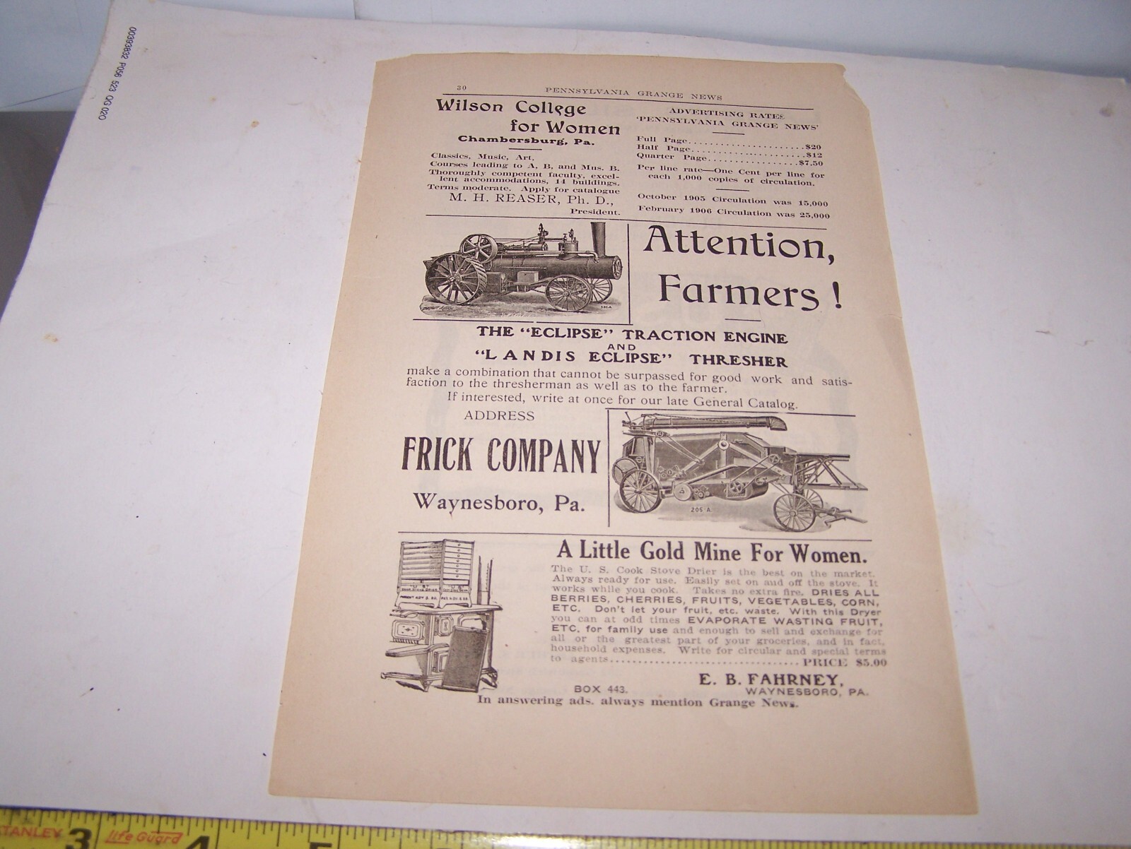 FRICK ECLIPSE Steam Engine Thresher LACEY Silo US Cream Separator PA Grange AD