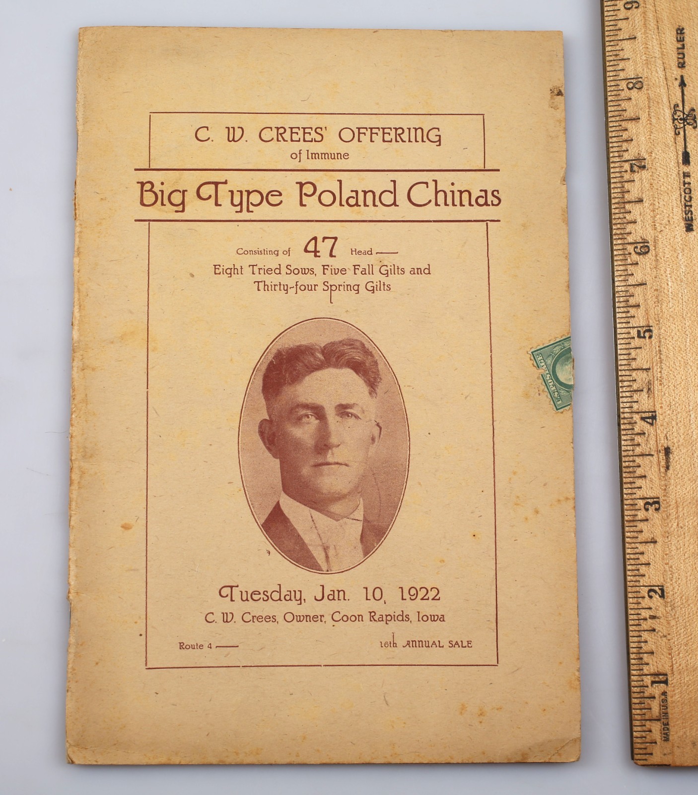 Vintage 1922 C.W. Crees Big Type Poland China Pig Sale Catalog Coon Rapids Iowa