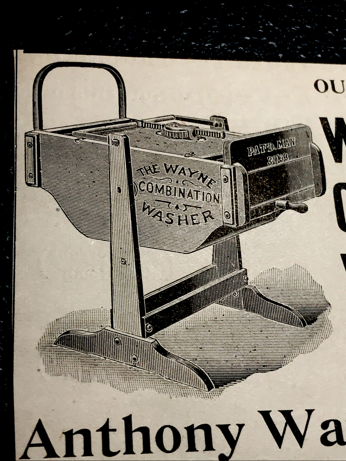 1893 Anthony Wayne Washer Farm Engraving Advertising – Fort Wayne – Indiana