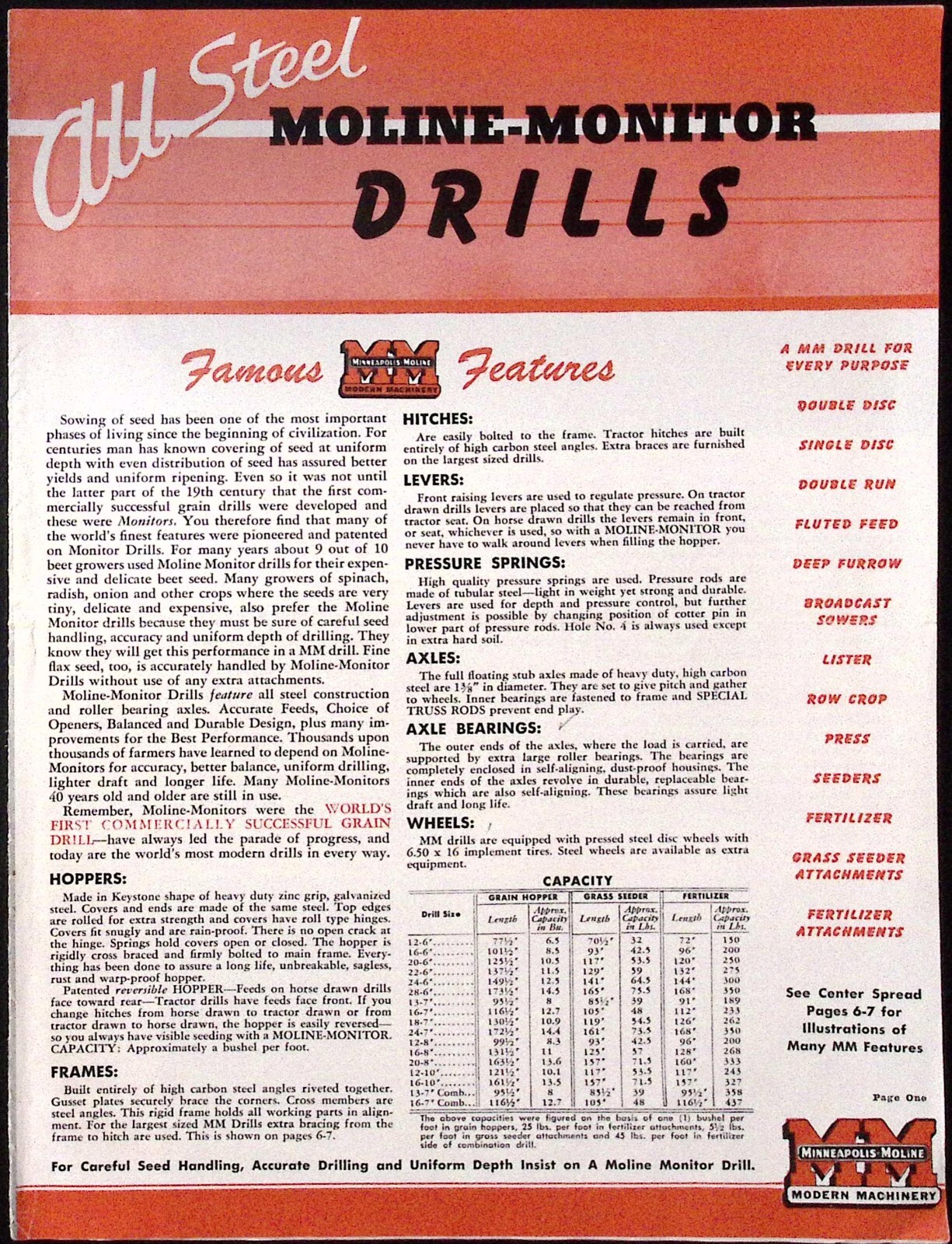 1952 Minneapolis Moline Monitor All Steel Fertilizer Drills Dealer Brochure