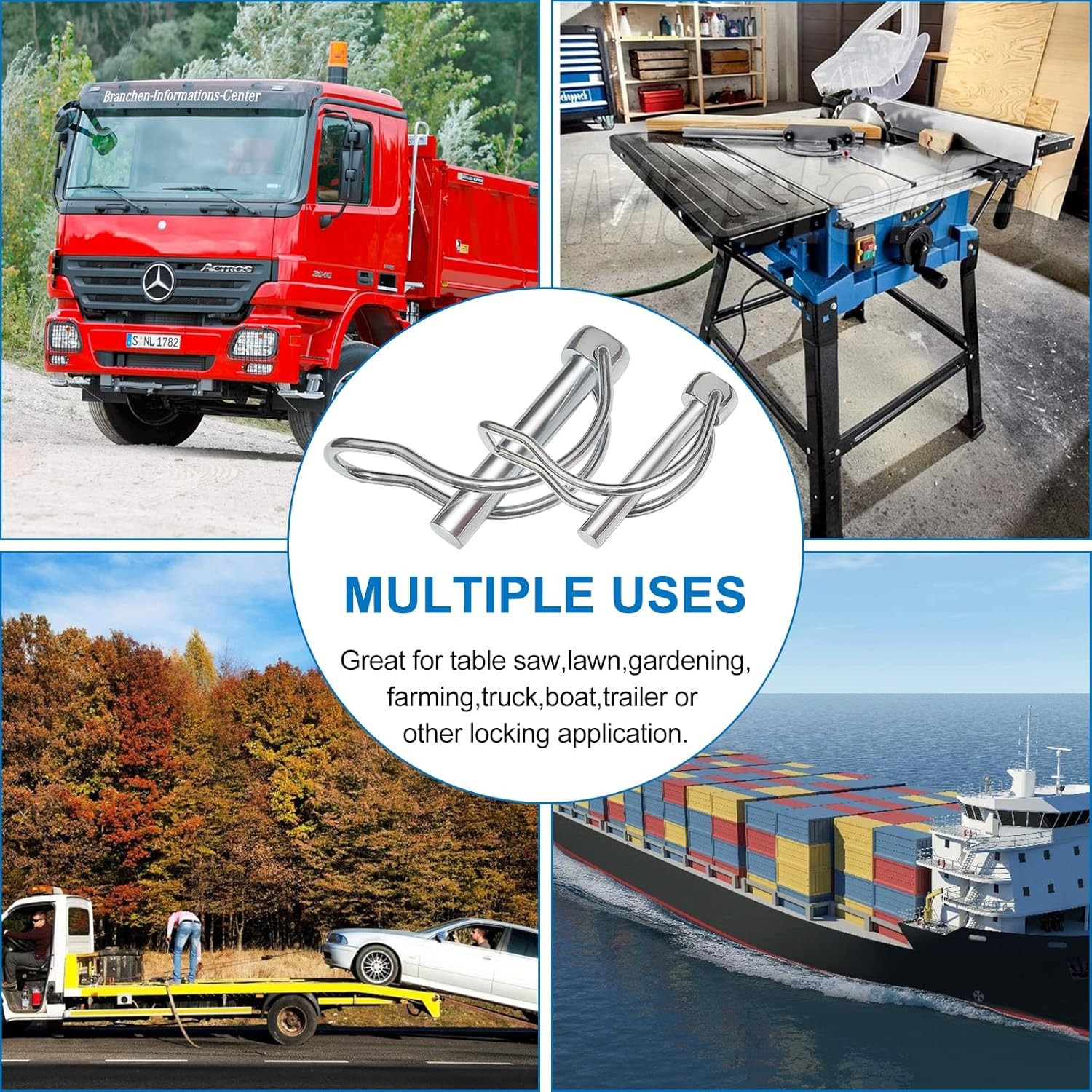 202PCS Hitch Pins Clip Pins, Linch and PTO Pins for Trailers Tractors Trucks Tow