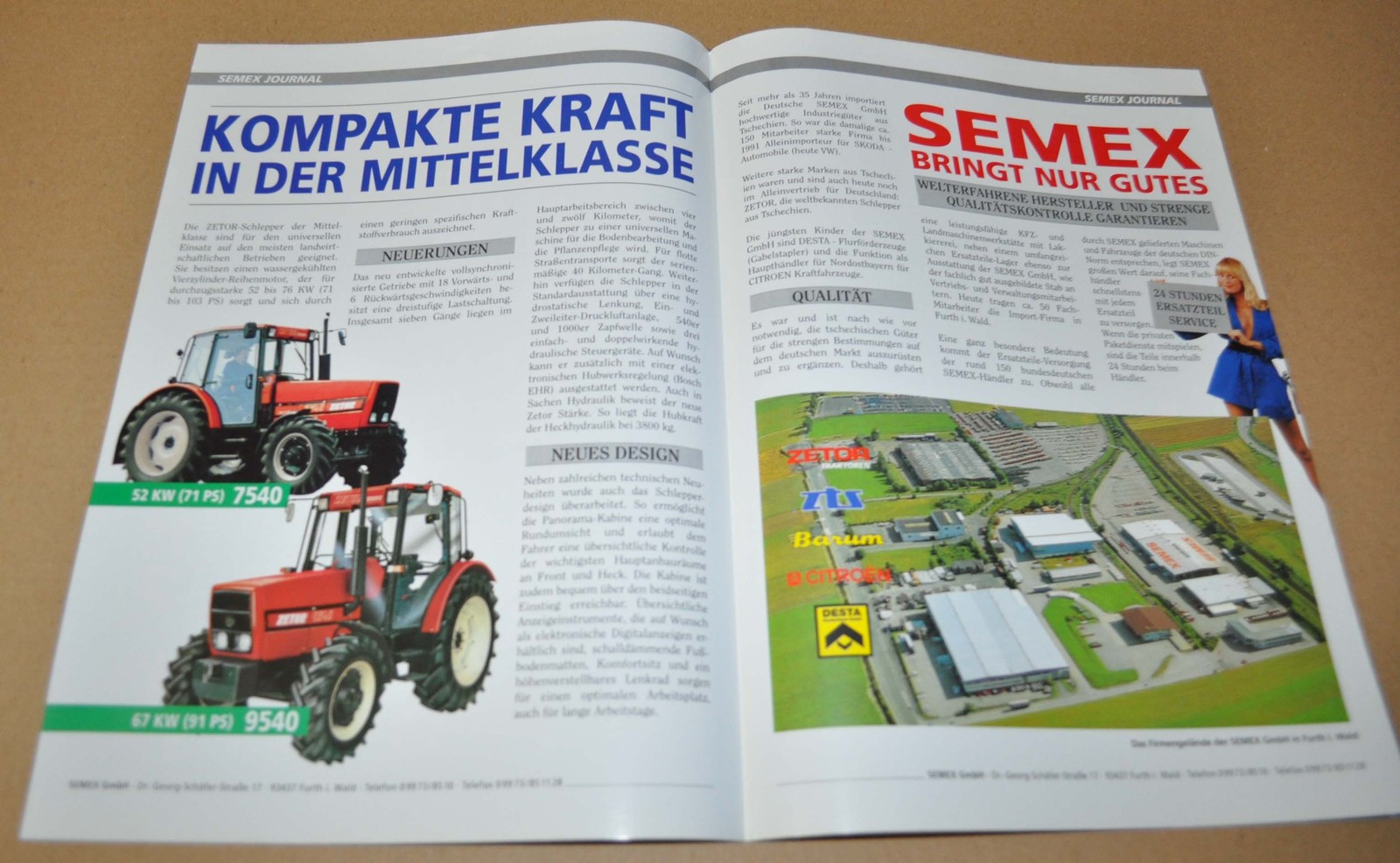 Zetor Semex Tractor Specification Brochure Prospekt DK