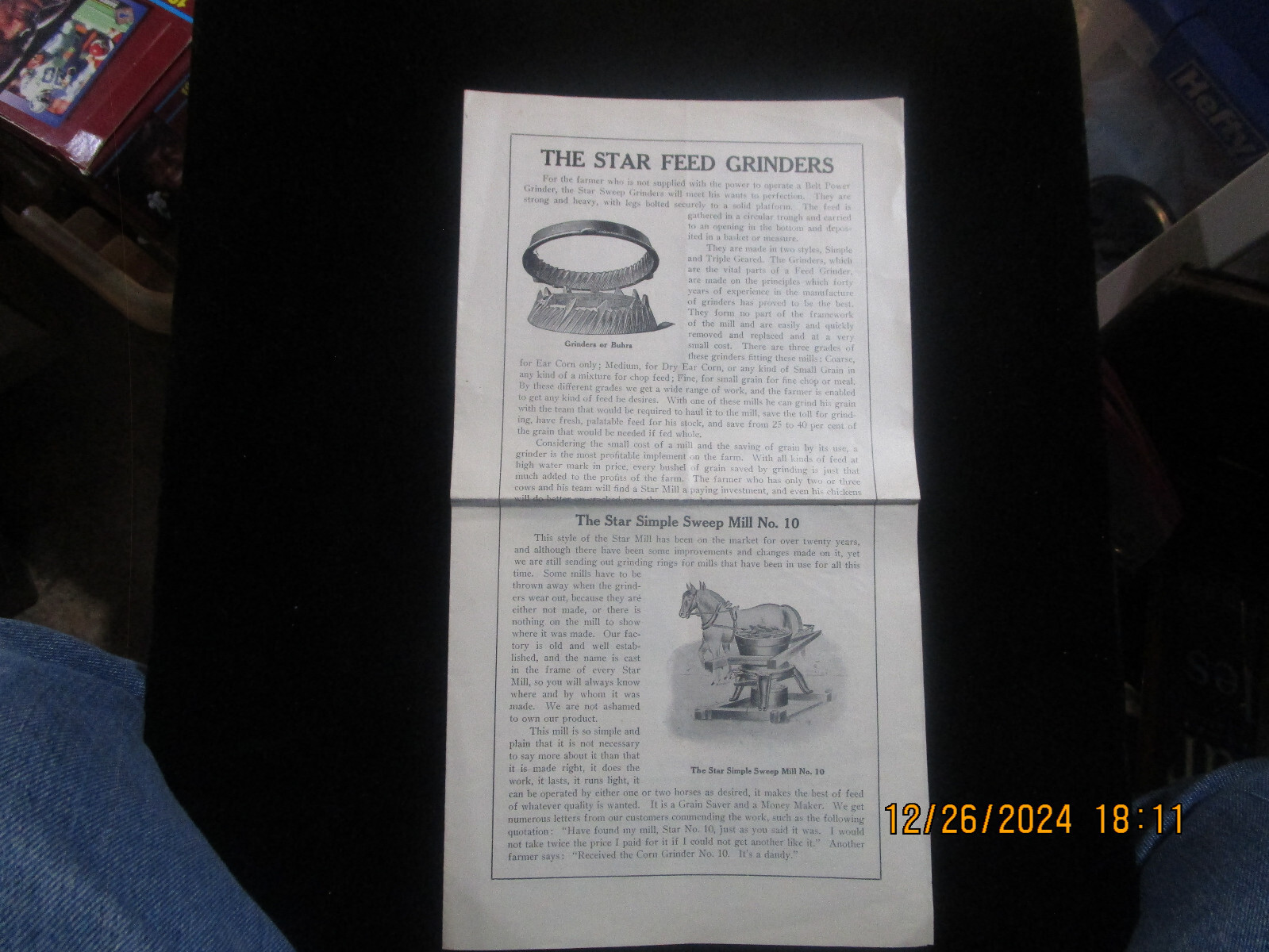 NEW LEXINGTON OHIO, The Star Manufacturing Co. Advertising Feed Grinders c1910