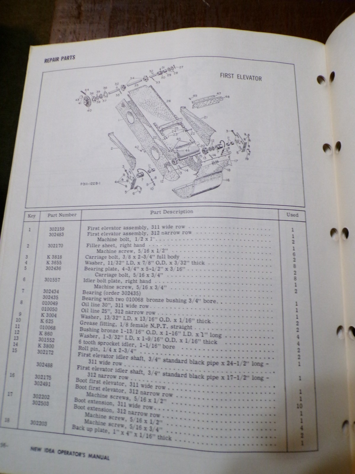 New Idea No 311 & 312 Two-Row Pull-Type Pickers Op&rsquo;s Manual, 313 Husking Unit
