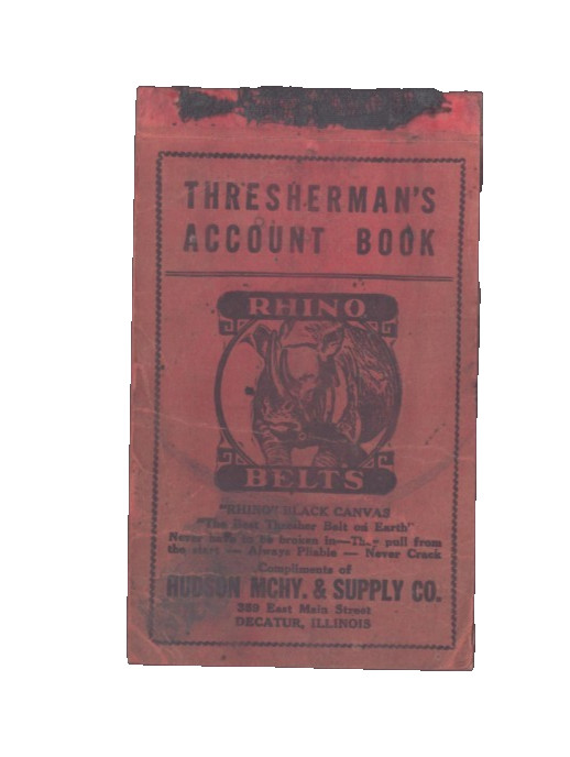 Thresherman&rsquo;s Account Book Rhino Belts Hudson Mchy & Supply Decatur Illinois