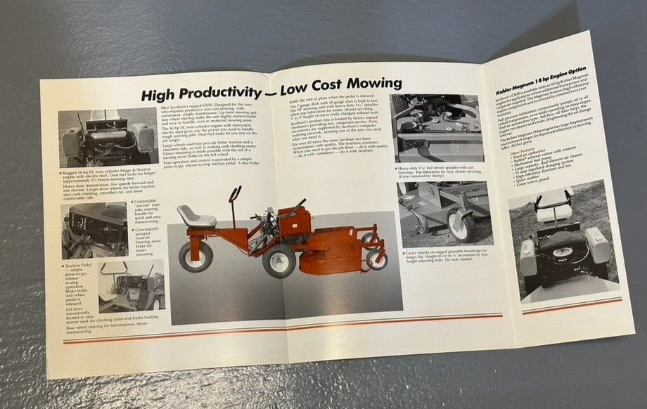 Vintage JACOBSEN Commercial Lawn TRACTOR MOWER CR50 DW220 Advertising Brochure
