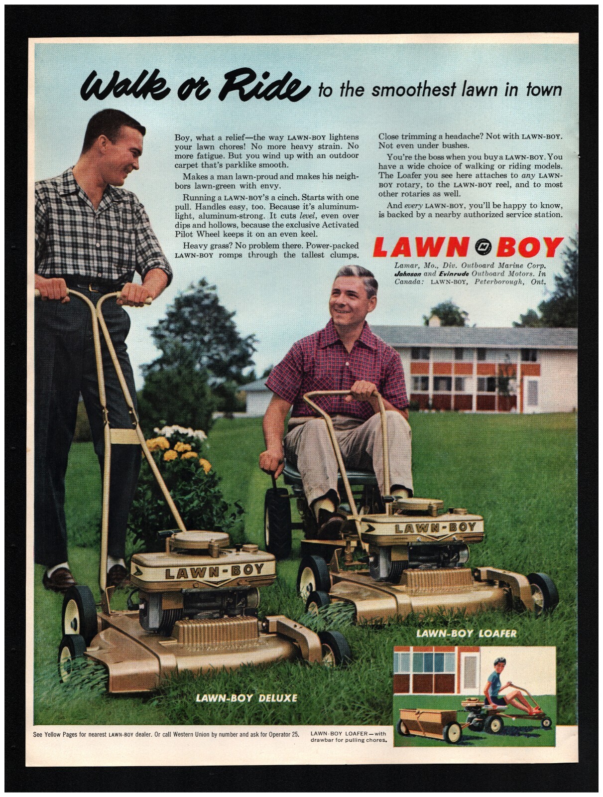 1958 LAWN BOY Lawnmower Original Print Ad ~ Free Ship ~ lawn mower