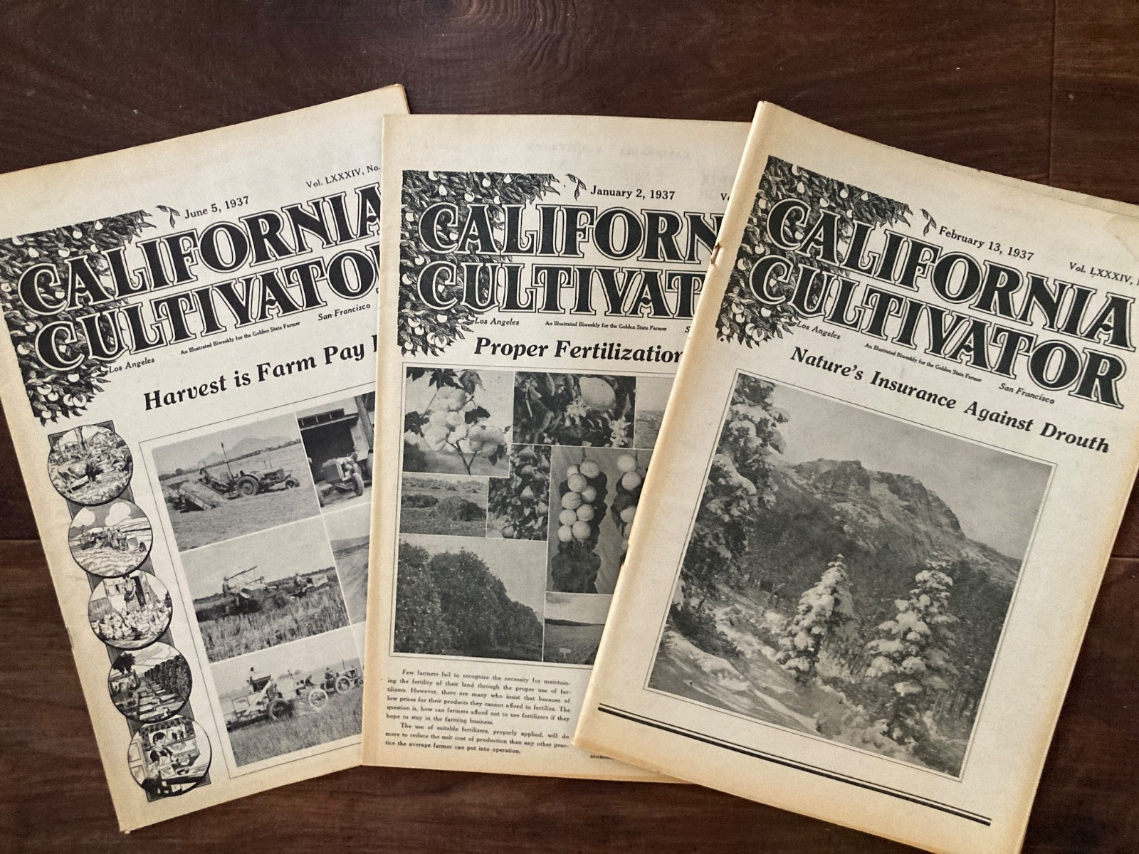 California Cultivator Agricultural Newspaper 1937 Biweekly Lot of 15 VHTF