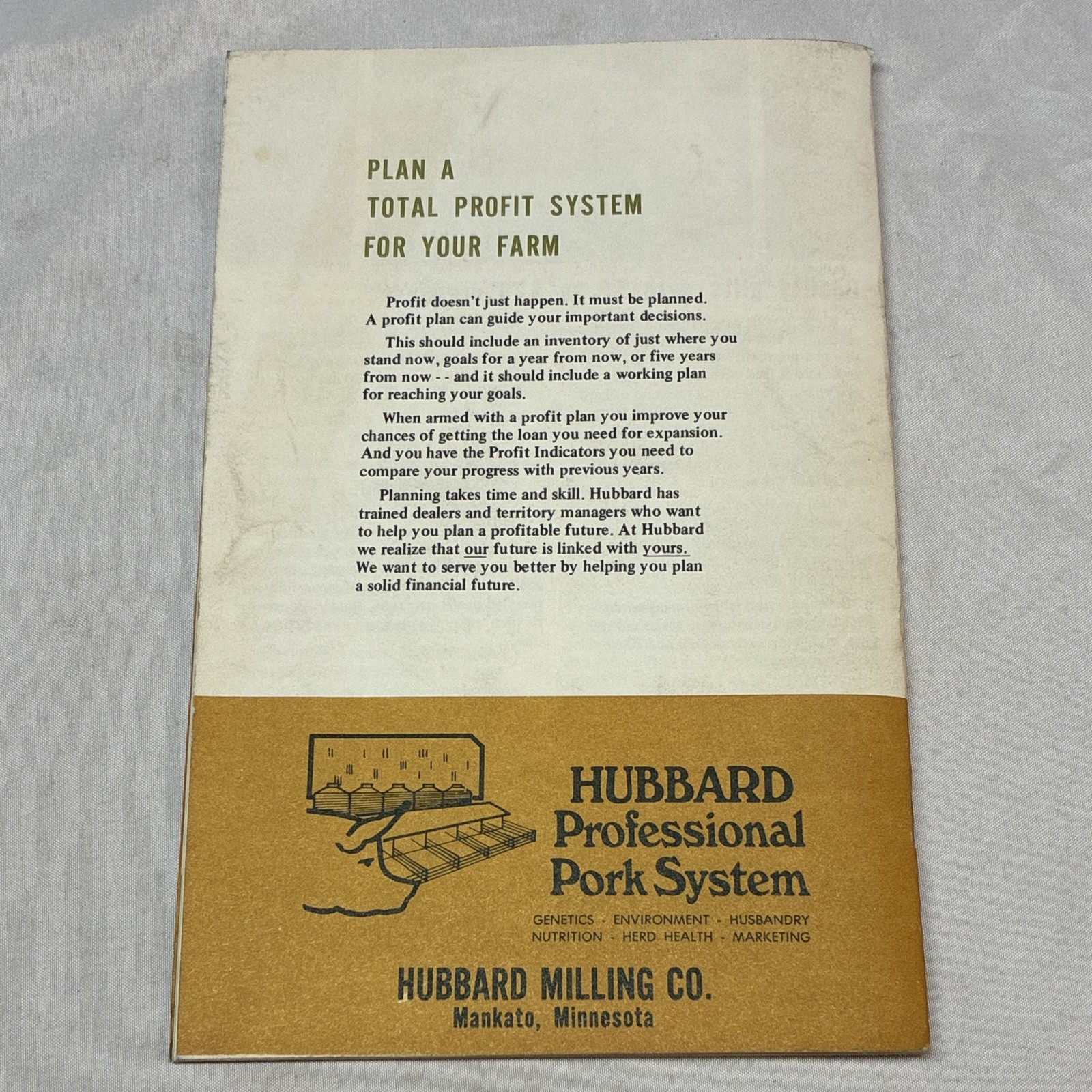 Hubbard Hog Profit Ideas Professional Pork System Original Advertising Brochure