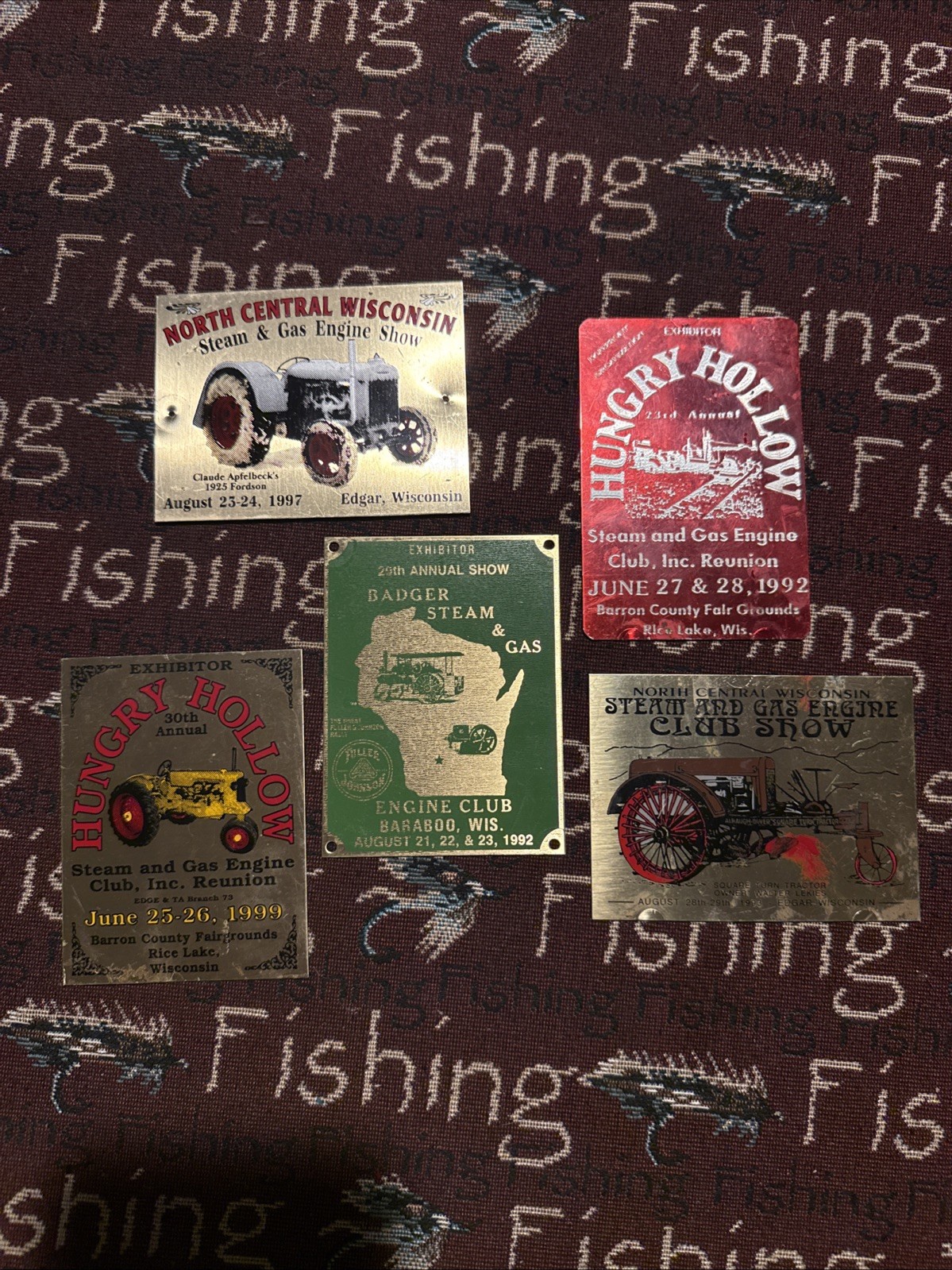 Lot Of 5 Wisconsin Steam Engine Hit & Miss Antique Tractor Show Exhibitor Plaque