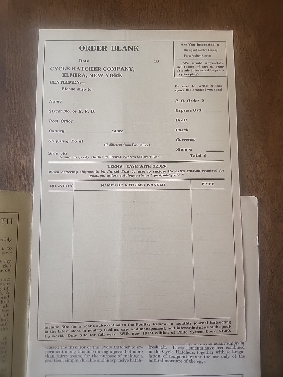 1919 Cycle Hatcher Co. Poultry Catalogue “The Profitable Home Poultry Plant”