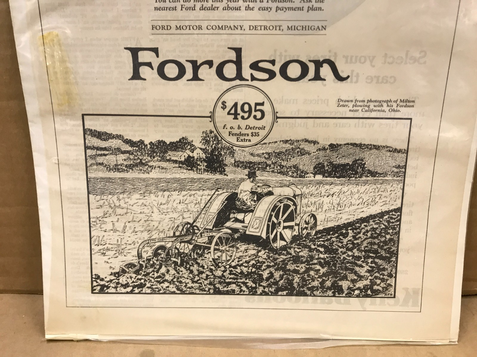 Vintage Fordson Tractor Print Ad – Country Gentleman – February 1926