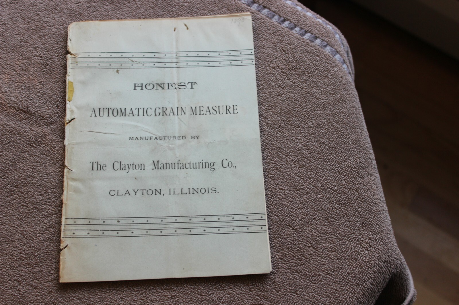 1891 Clayton Mfg. Co. Honest Automatic Grain Measure farming brochure