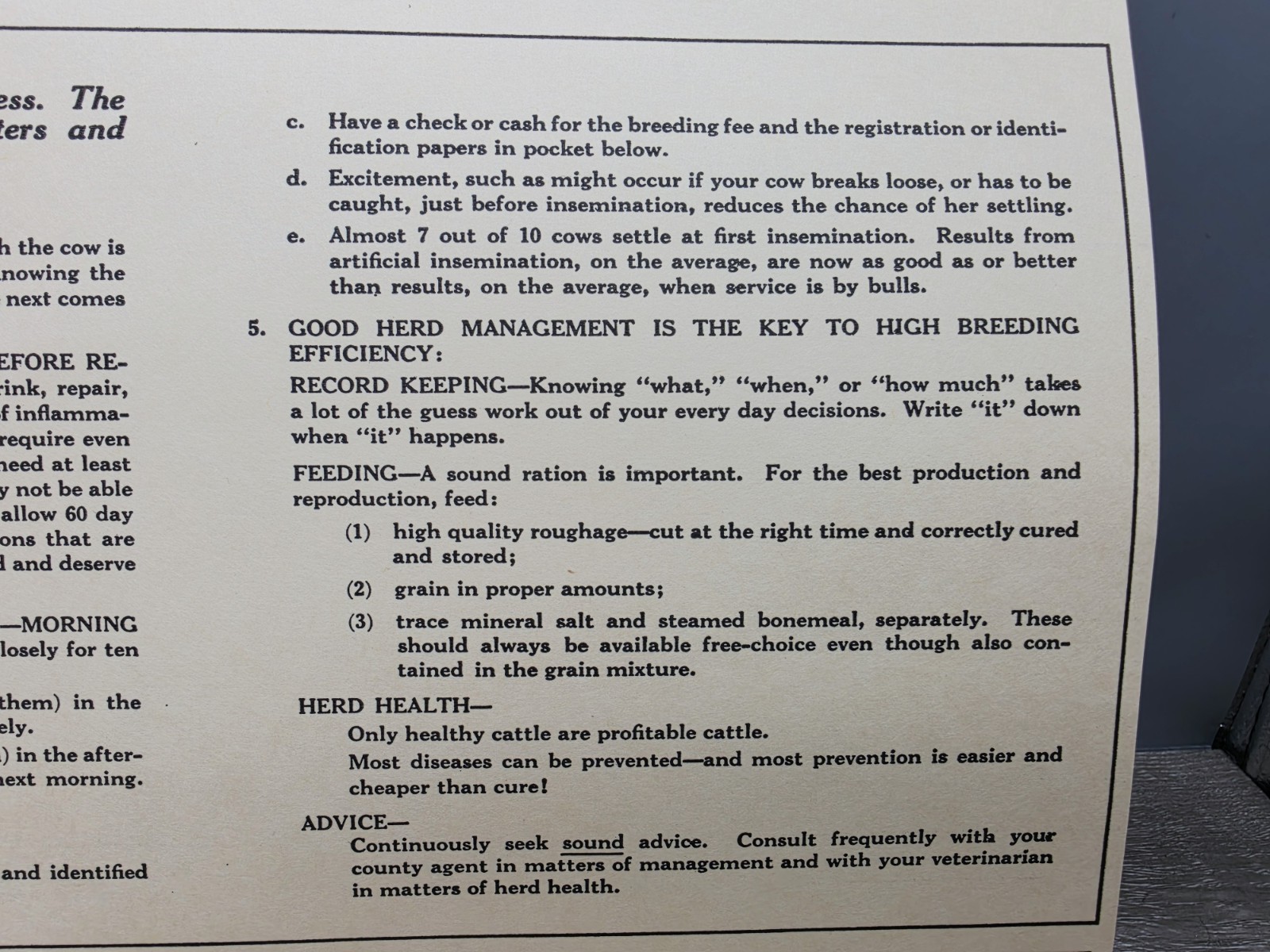 Rare 1957 American Breeders Service Folder Cow Breeding Schedule NOS Advert
