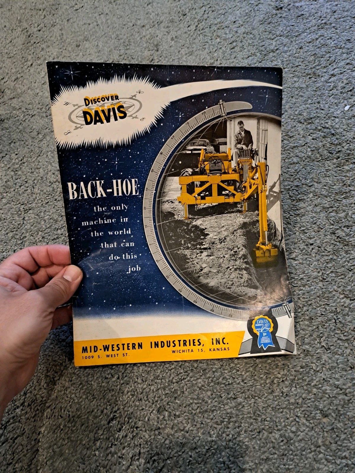 Vintage Davis Backhoe Back-Hoe Sales Brochure Mid-Western Industries