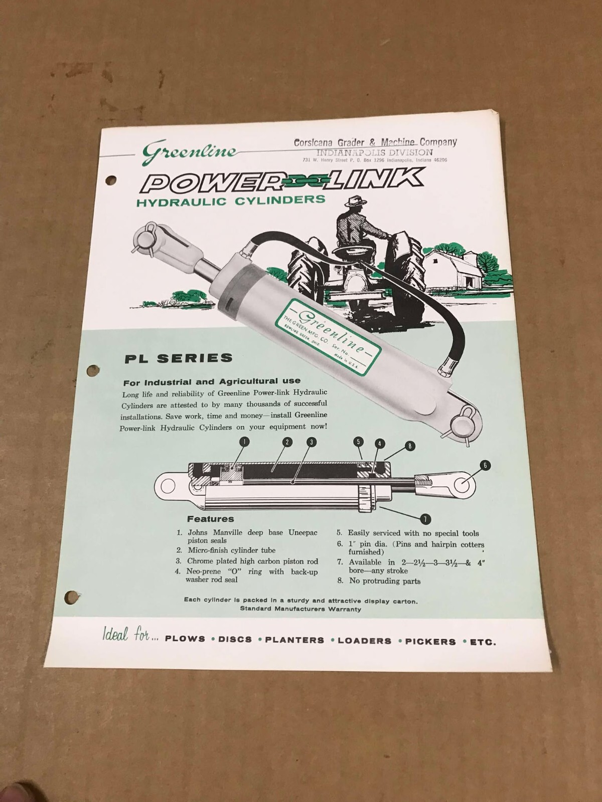 Vintage Greenline Power Link PL Series Hydraulic Cylinders Flyer