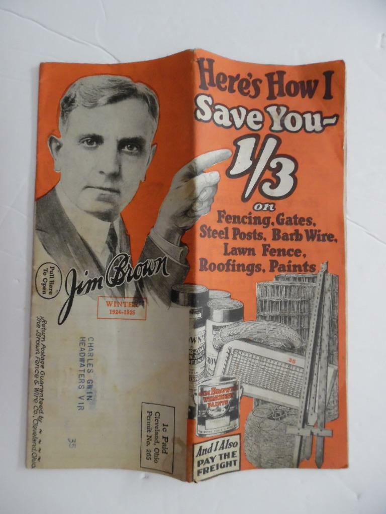 1924 Jim Brown Fence & Wire Co. Catalog Fencing Posts Barb Wire Paint Vintage