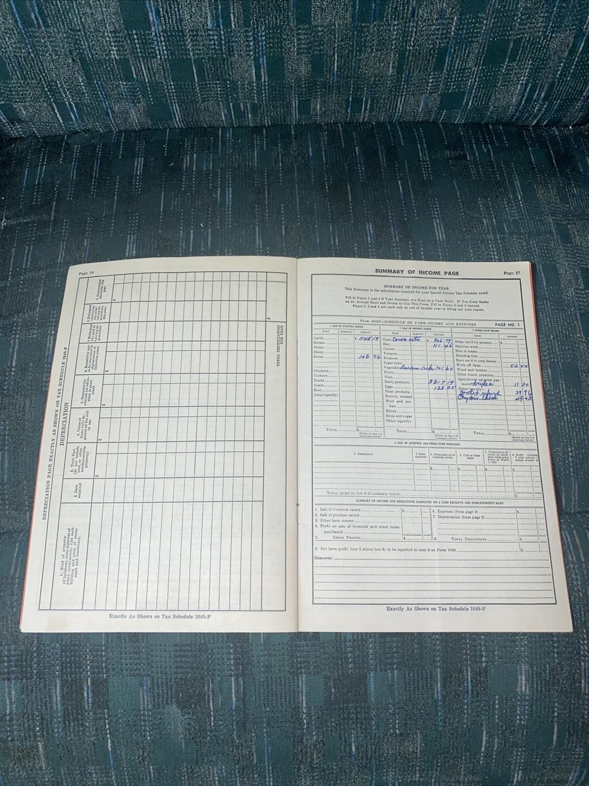 1949 Farm Record Book Chippewa Falls, Wisconsin Rendering Works Phone ￼