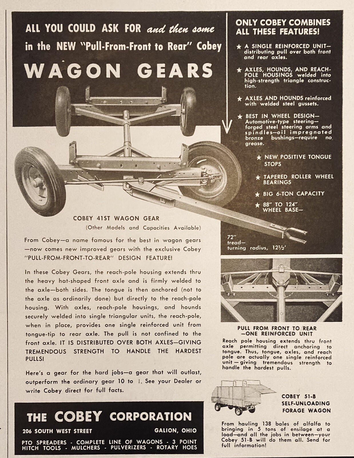 1958 AD.(XH54)~COBEY CO. GALION, OHIO. COBEY WAGON GEARS