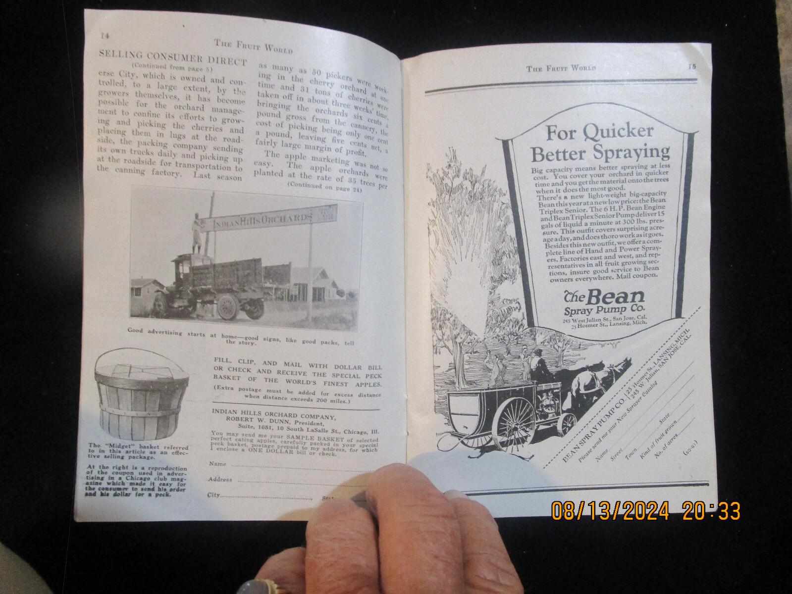 FRUIT FARMING Advertising Pamphlet 1923 CHIEF PO-KA-GON Brand Old tractors Vtg