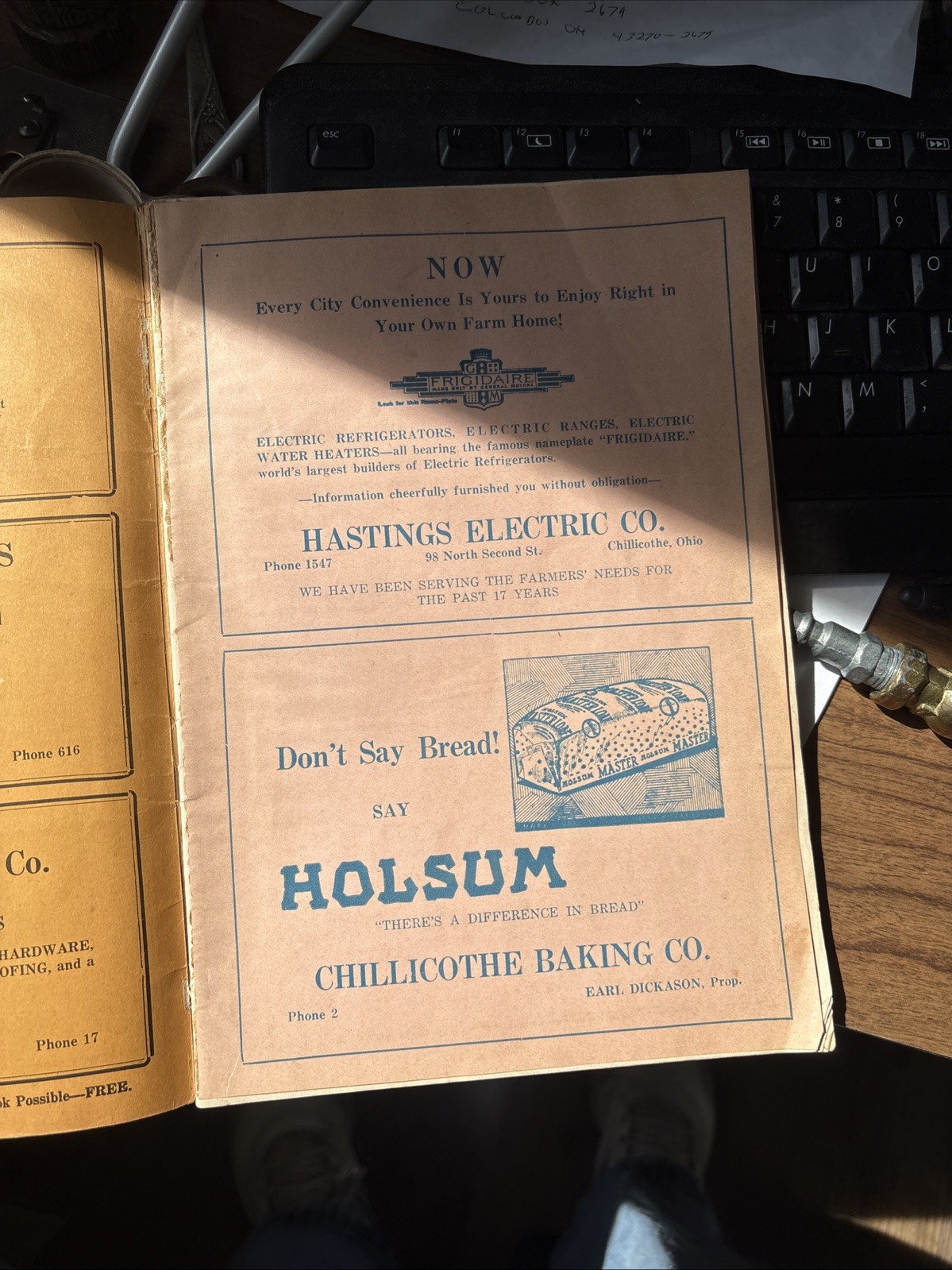 Farm Account Book 1938 Ross County Ohio Vintage Advertising