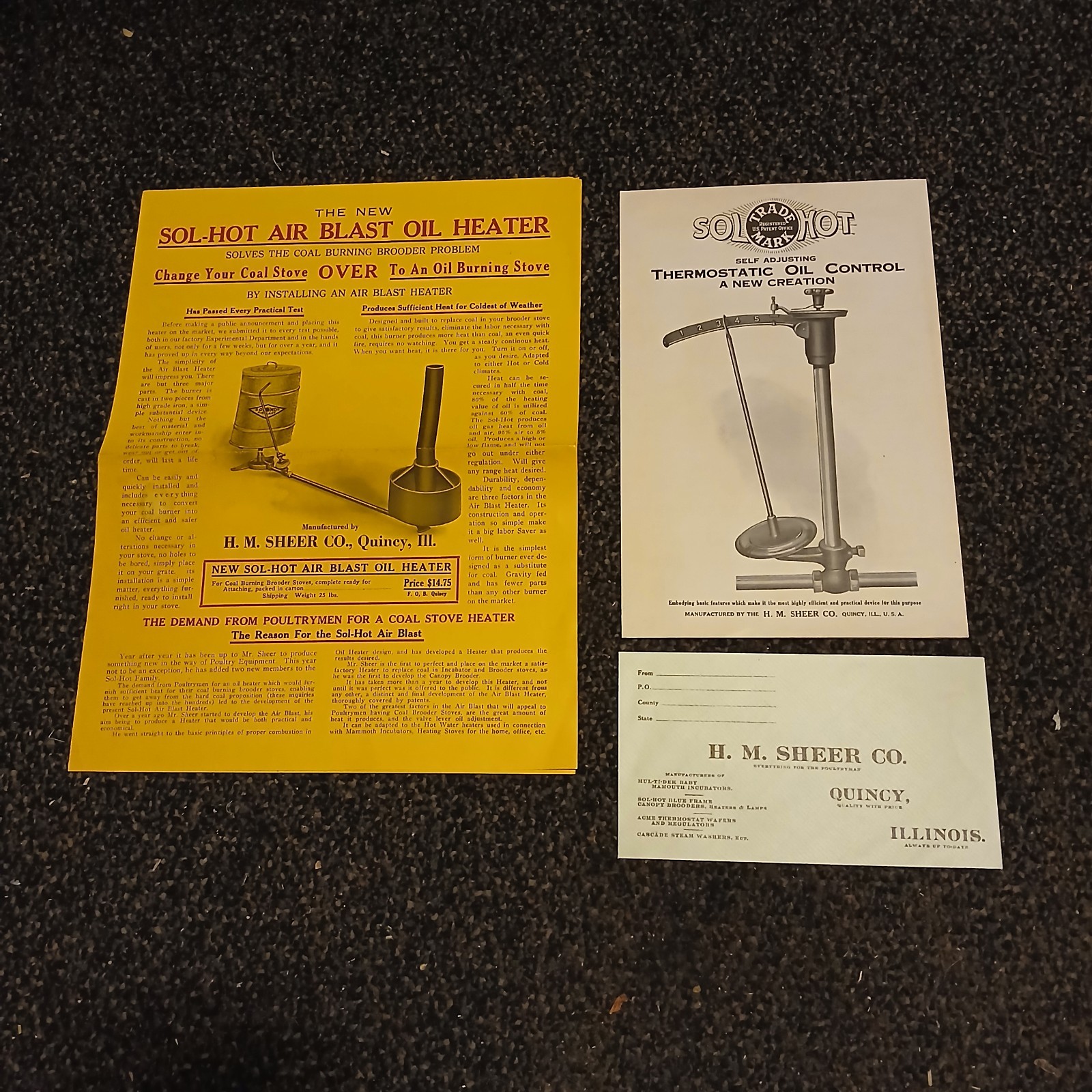 Vintage Sol Hot Heater Brooder Incubator Ads Flyers HM Sheer Dairy Ephemera 50s