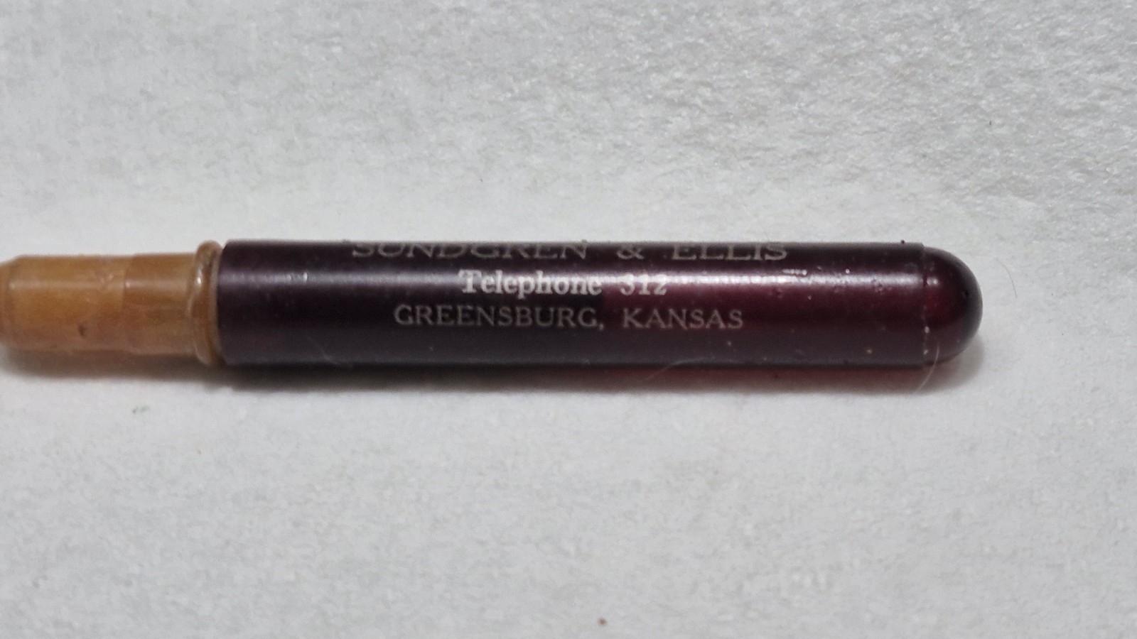 « MASSEY-HARRIS * Sungren & Ellis & Phone 312 * Greensburg, Kansas » Bullet Pencil
