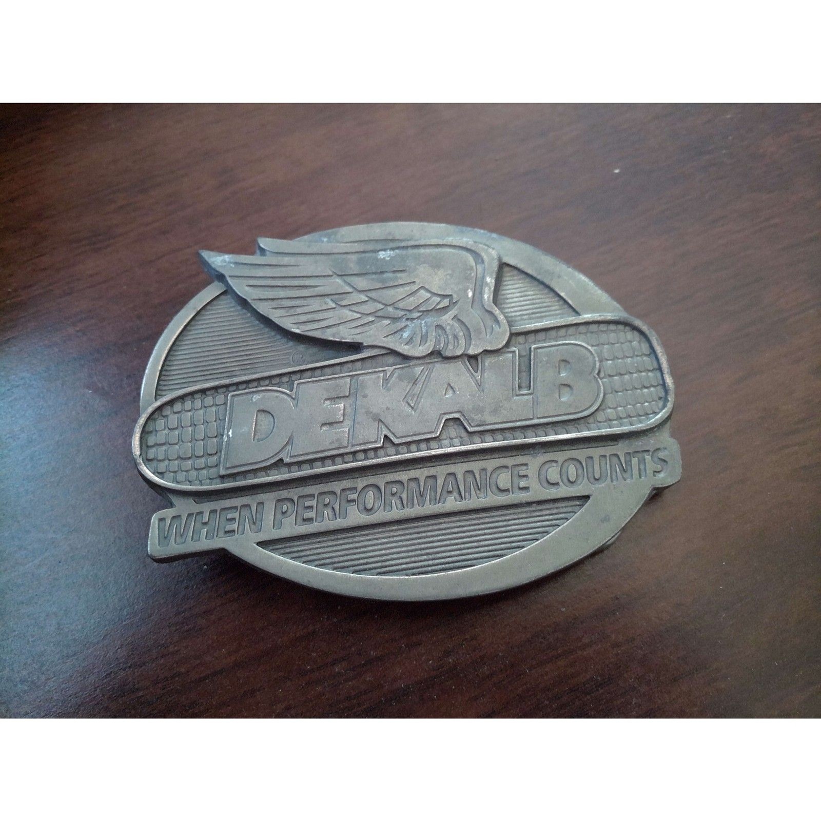 Vintage DeKalb Belt Buckle When Performance Counts Agricultural Farm Advertising