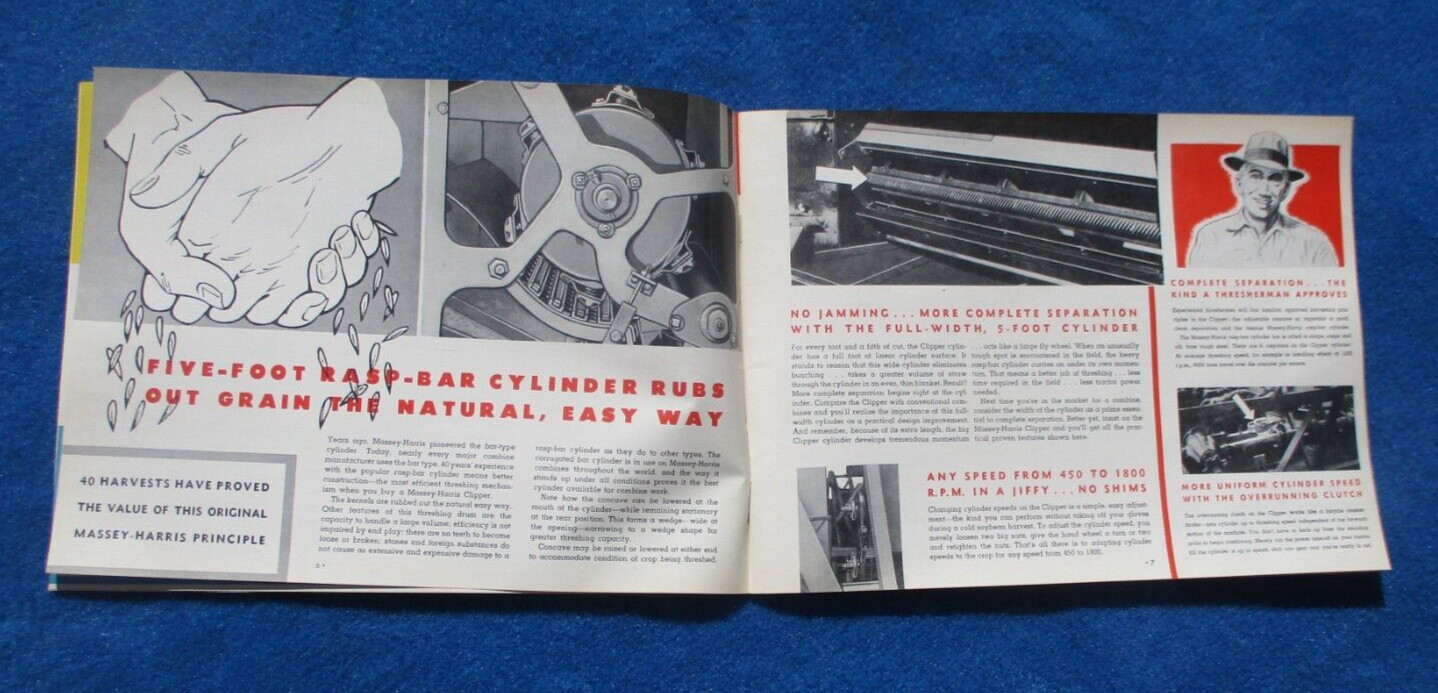 Massey Harris 1950&rsquo;s Combine Sales Booklet Many Full Color Pages Original NOS