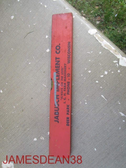 VINTAGE JABUSCH IMPLEMENT CO RULER LEVEL FOOT STICK DEER PARK WISCONSIN