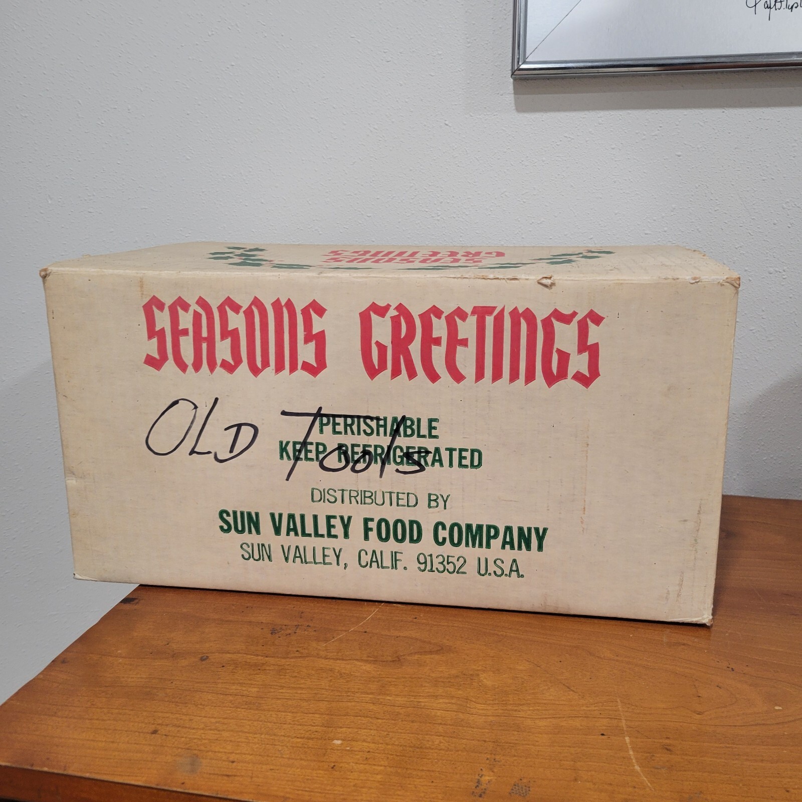 Vintage Christmas Holidays Cardbord Box Turkey Sun Valley Foods CA 10x9x17
