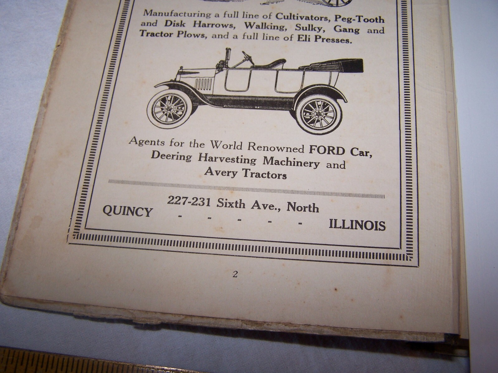 1918 COLLINS PLOW CO – Ford Autos – Deering – Avery Tractors QUINCY ILLINOIS Ad