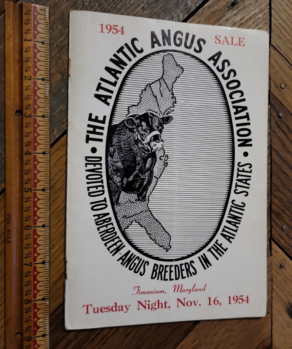 1954 Atlantic Angus Association Sale Bill Aberdeen Cattle Maryland + genealogy