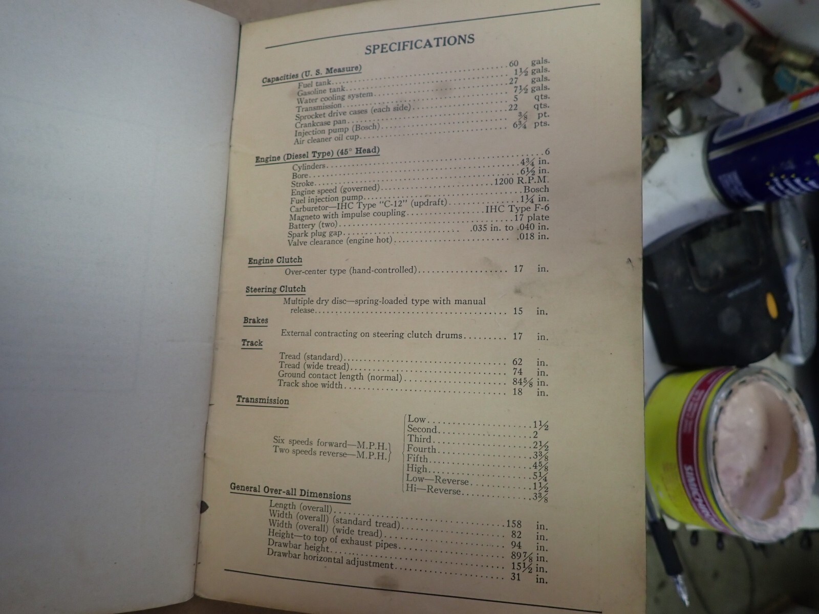 Original 1939 -1949 International Harvester TD 18 Crawler Tractor Owners Manual