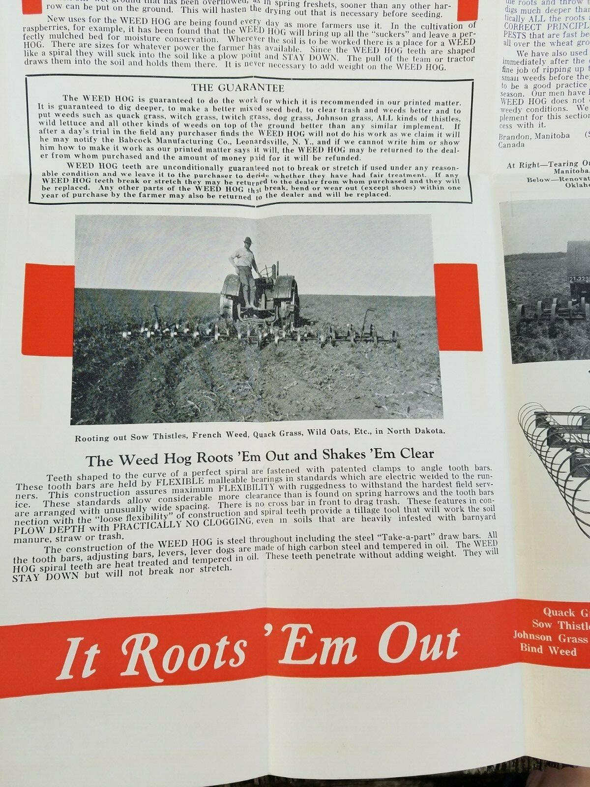 Old Farm Equipment Brochure Weed Hog Plow Harrow Babcock Mfg Leonardsville NY