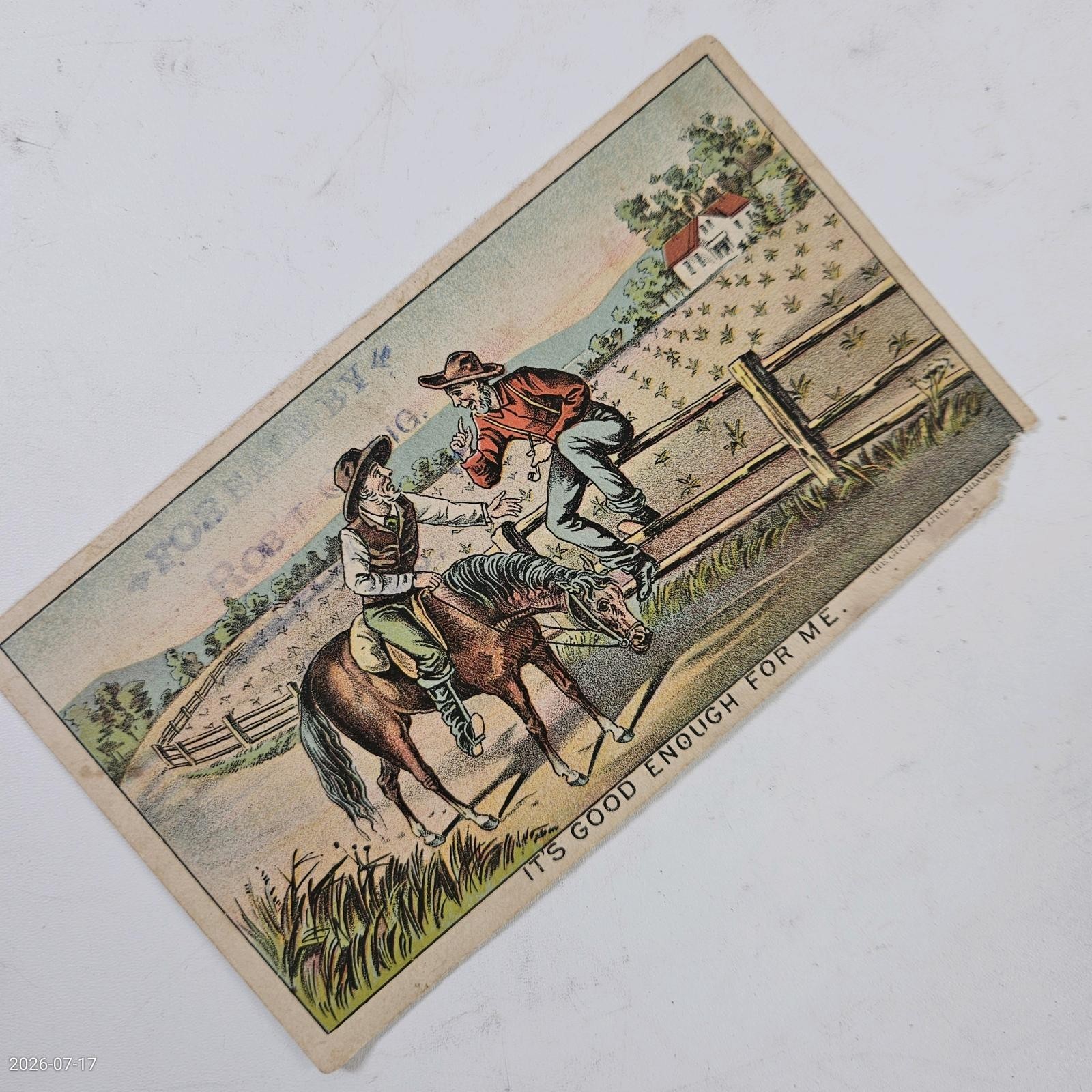 Vtg Victorian Trade Card Tait Wire Check Rower Agricultural Rob T Craig 5.5&Prime;