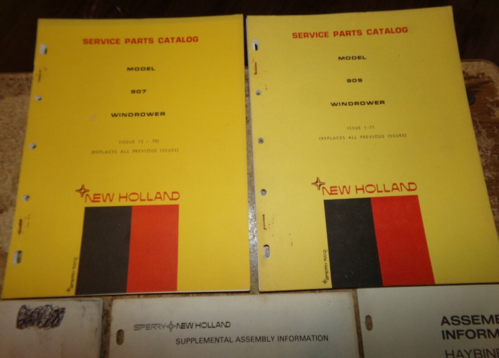 5-lot 1970&rsquo;s new holland haybine/windrowers operators + parts catalogs good used