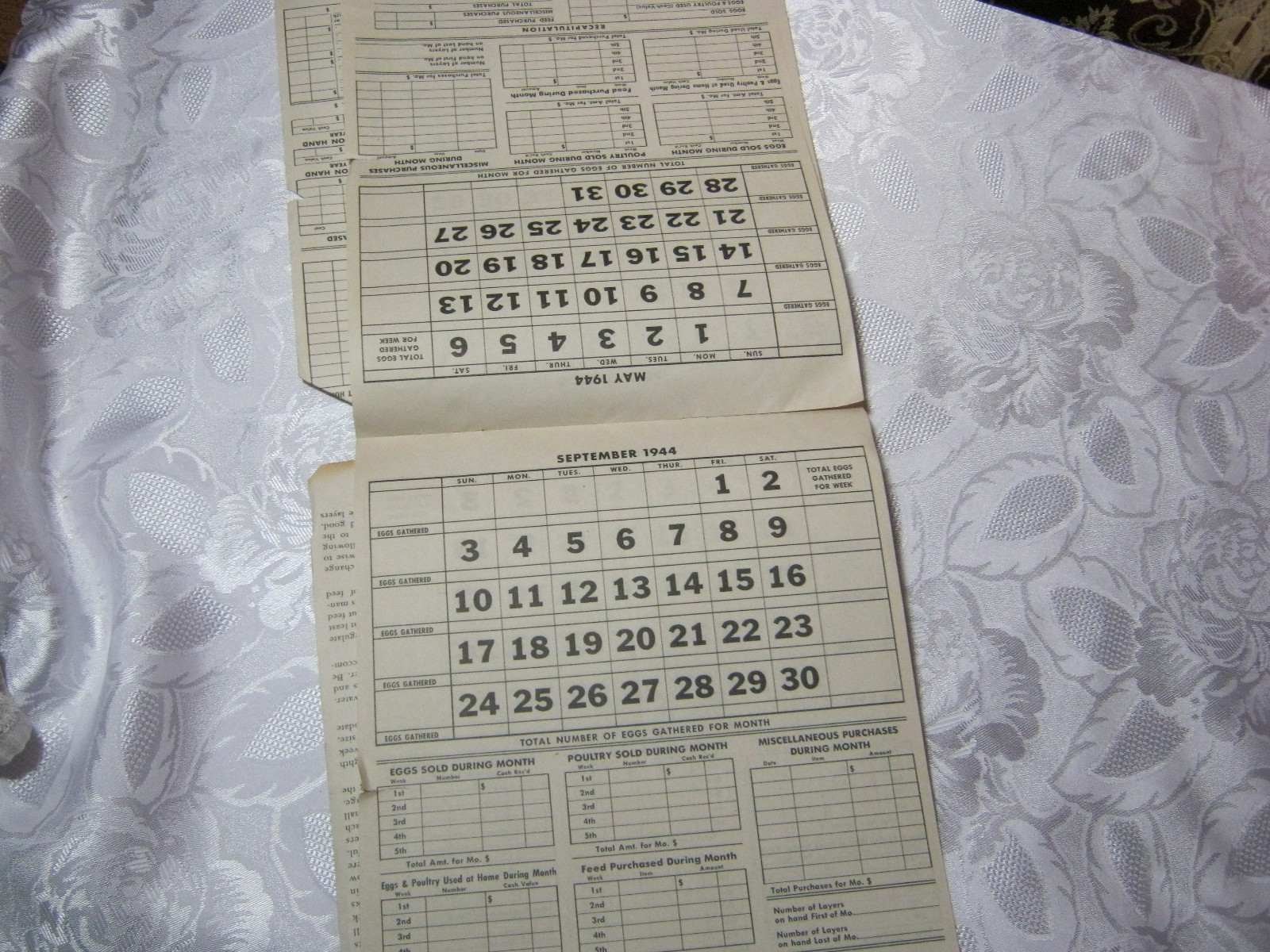 SEYMOUR CHICKS 1944 PROFIT RECORD 1940&rsquo;S VIntage Farming Adv Brochure Calendar